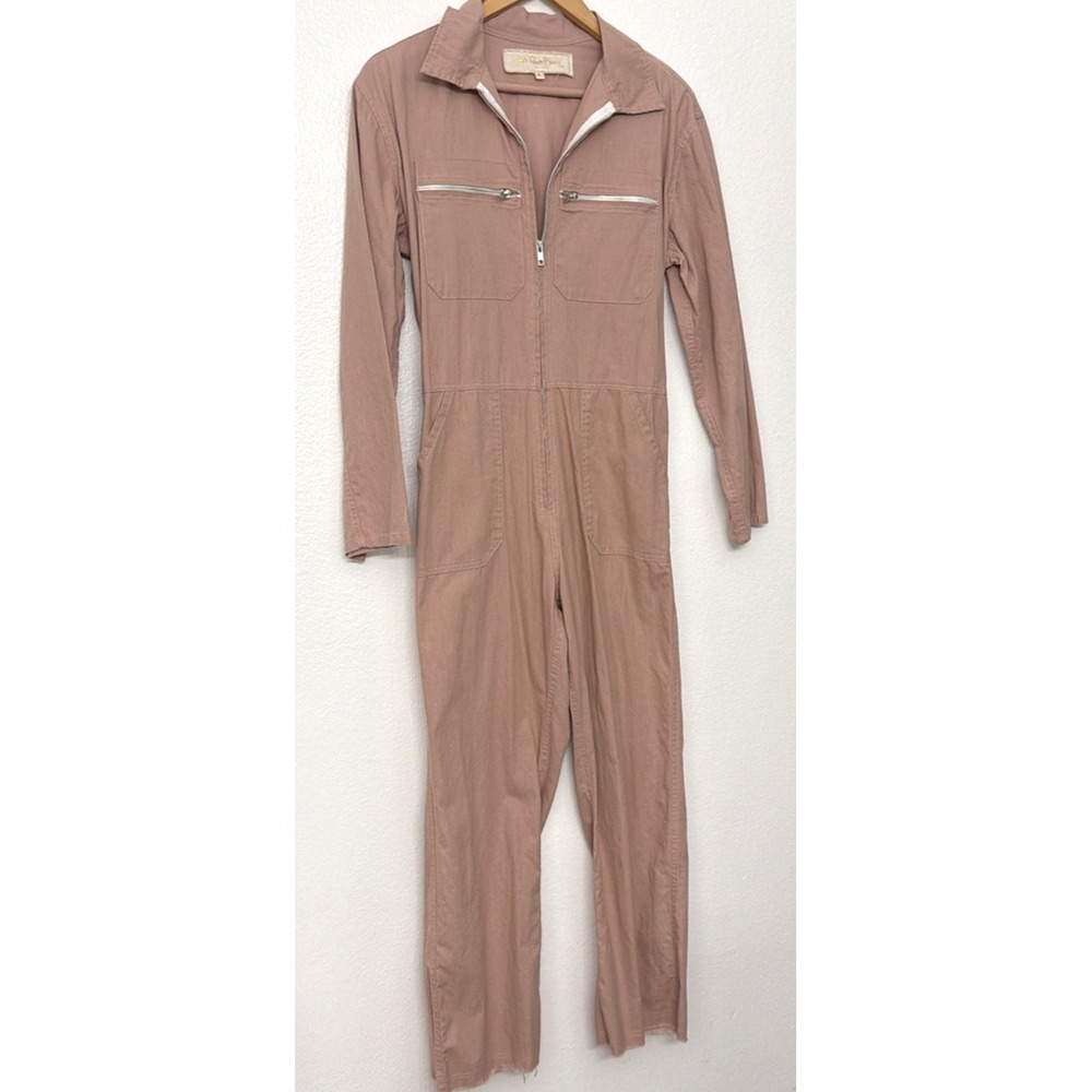 Jens Pirate Booty Jumpsuit Womens Size Small Palmetto Station Raw Hem Mauve